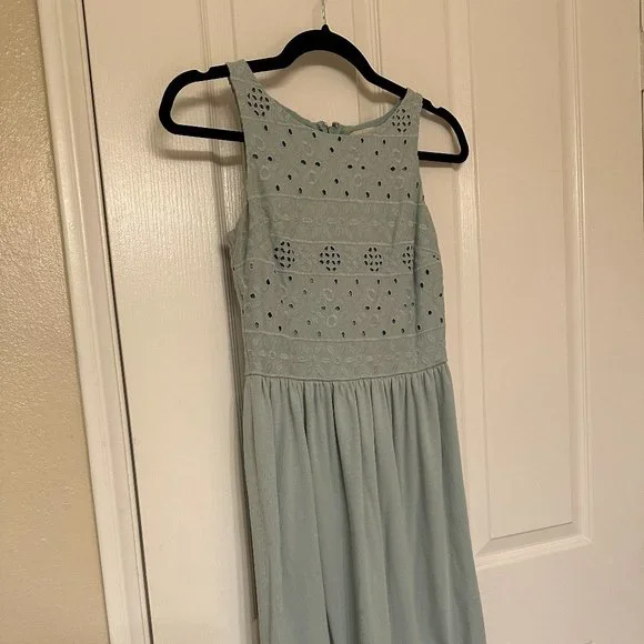 LOFT | Dresses | Loft Eyelet Day Dress Pastel Tealpale Green Size 0p |  Poshmark